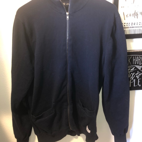 Men’s blue zippered cardigan - Picture 2 of 6